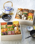 【早割特典付・送料込】京天神野口：お節（鯛カレー付き：25品目)・からすみ蕎麦 付