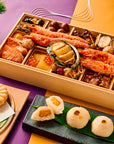【早割特典付】銀座しのはら：お節（フォアグラ最中付：23品目)・半生からすみ餅４つ付